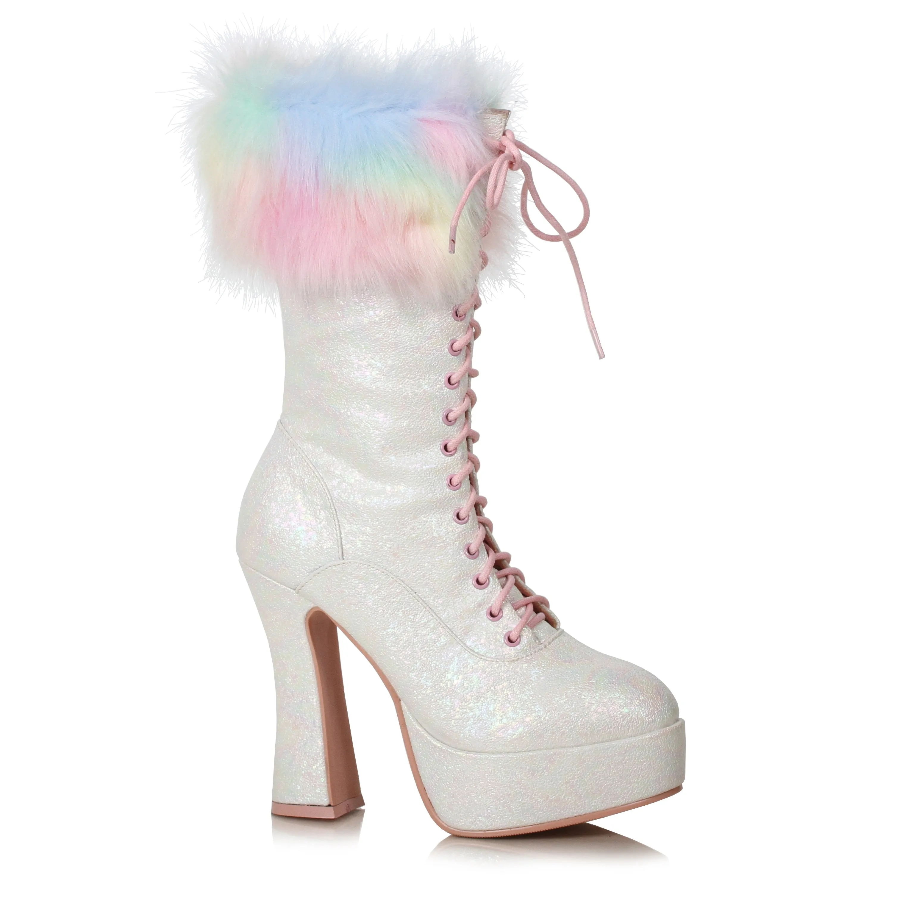 5 Chunky Heel Unicorn Boot With Faux Fur