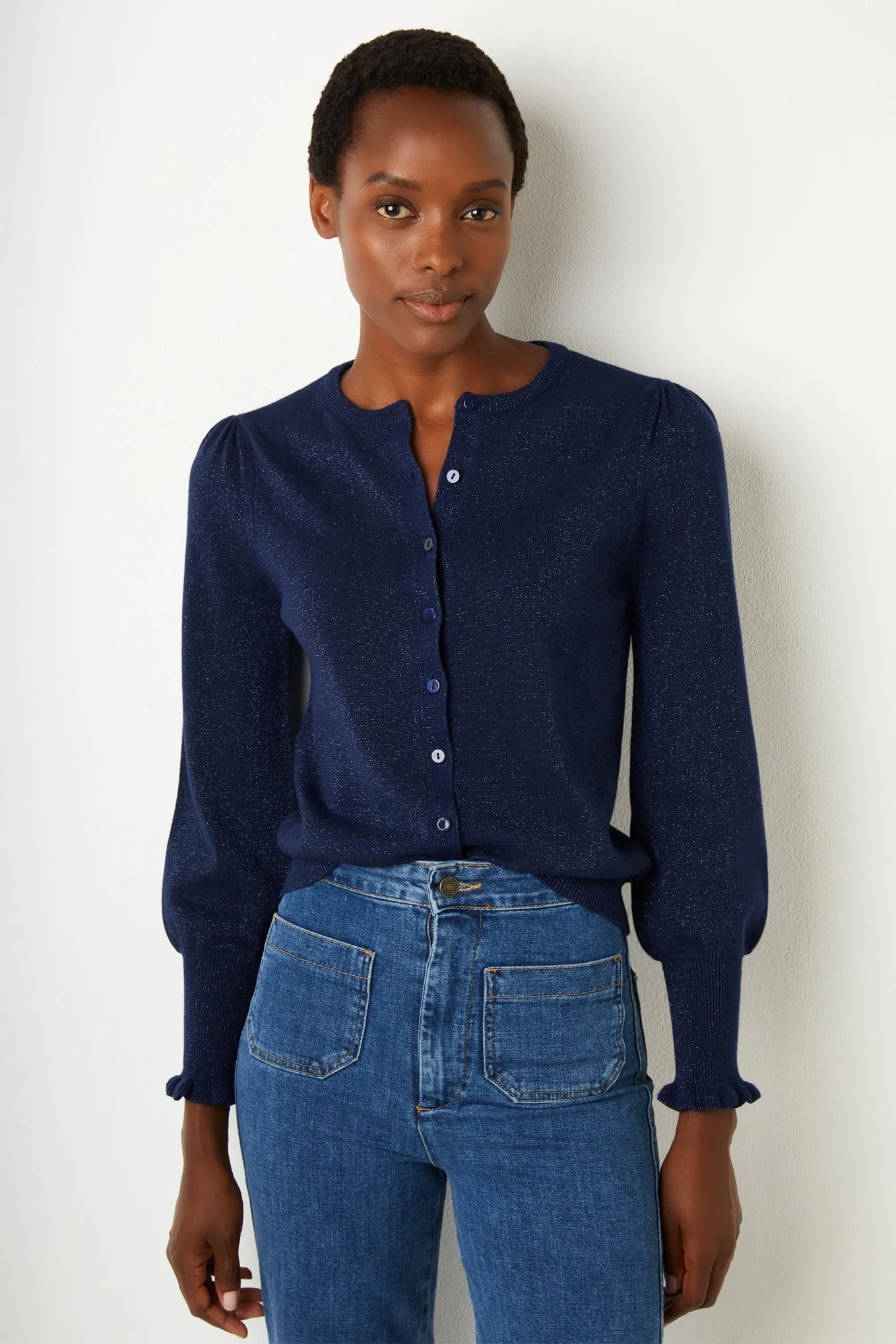 Adele Shimmer Cardigan - Navy