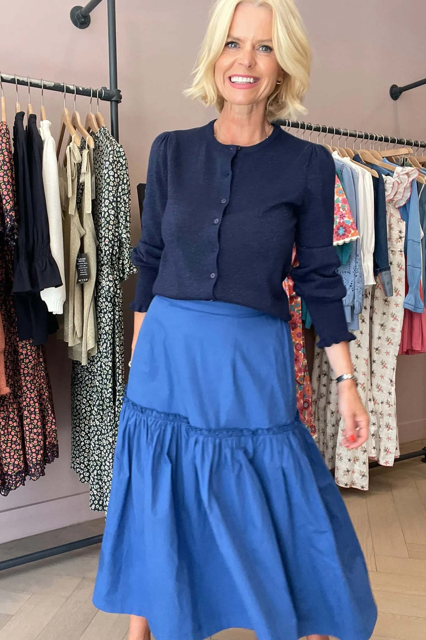 Adele Shimmer Cardigan - Navy