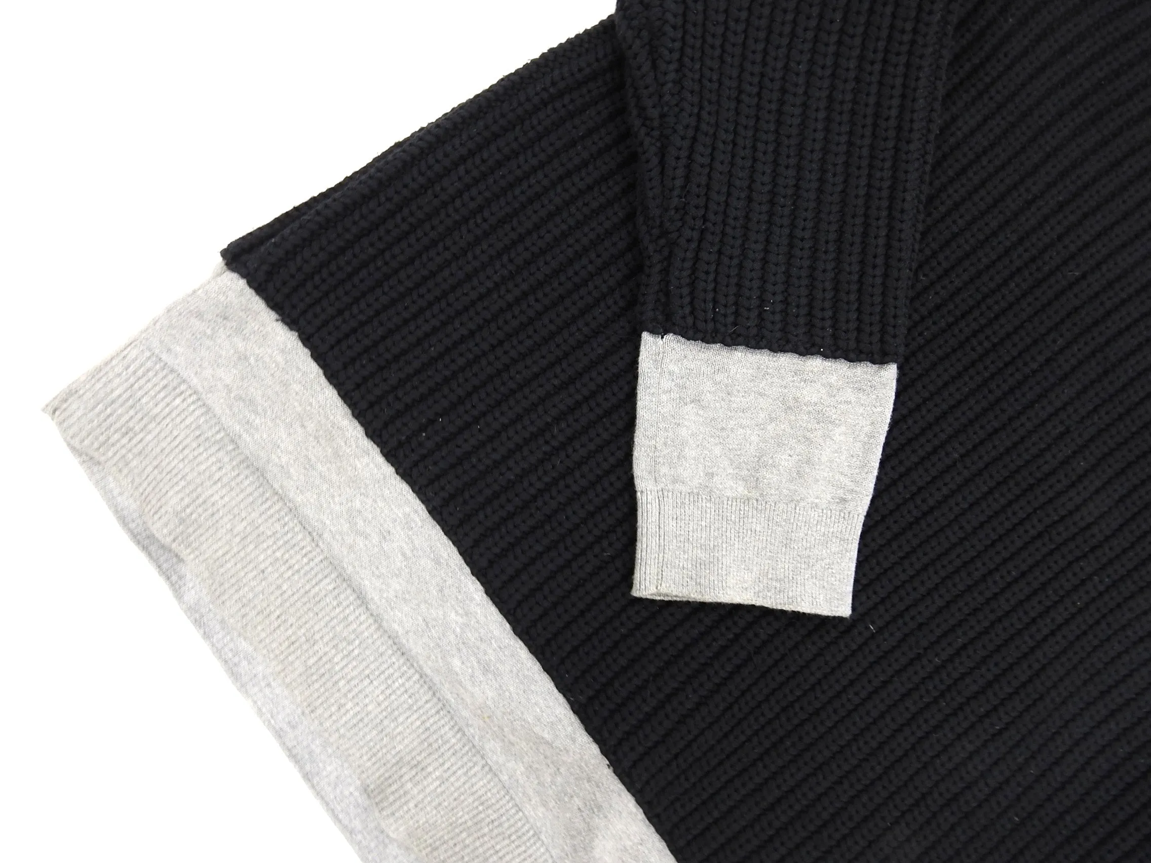 Alexander Wang Black Chunky Knit Sweater with Grey Inset - S