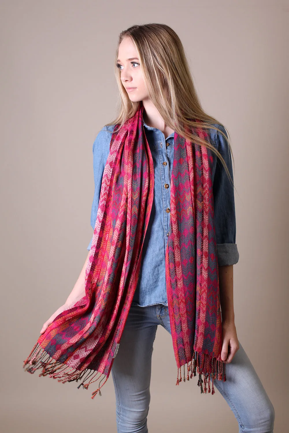 Amelia Chevron Jacquard Scarf / Shawl
