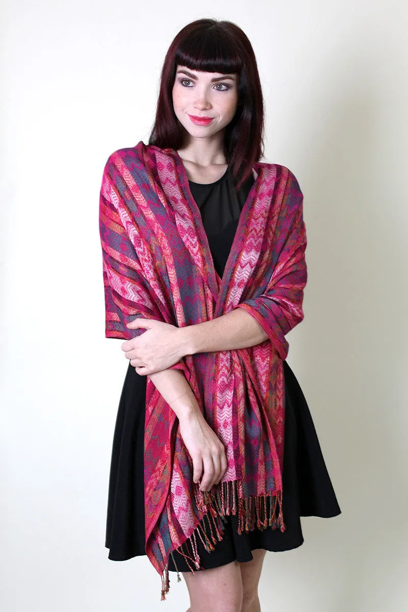 Amelia Chevron Jacquard Scarf / Shawl