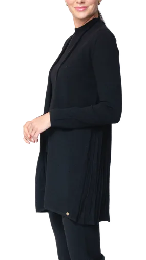 Amely Shawl Collar Mid-Length Cardigan ; Black