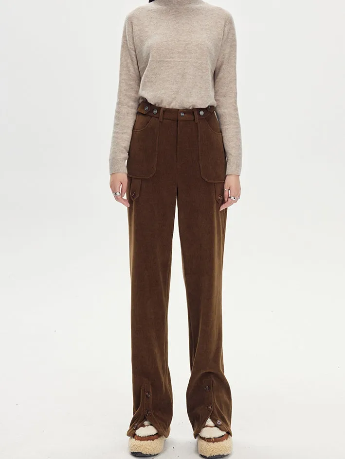 Ankle Slit Corduroy Trousers