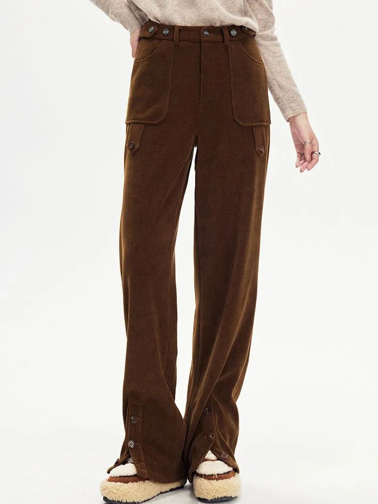 Ankle Slit Corduroy Trousers