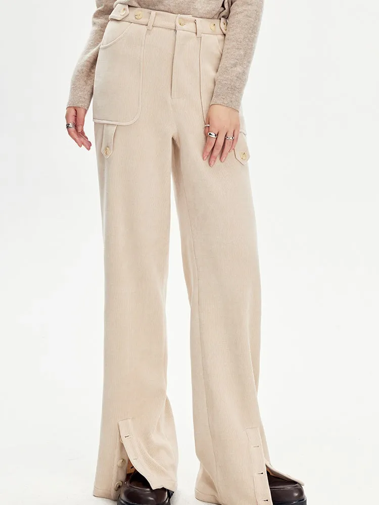 Ankle Slit Corduroy Trousers
