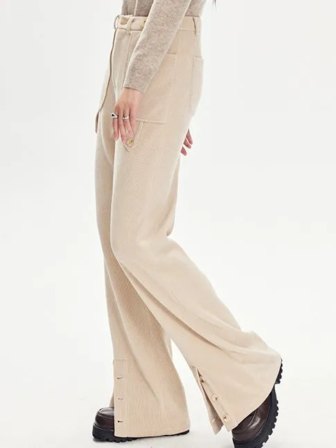 Ankle Slit Corduroy Trousers