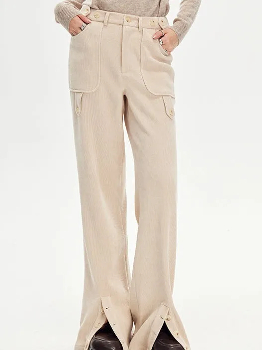 Ankle Slit Corduroy Trousers