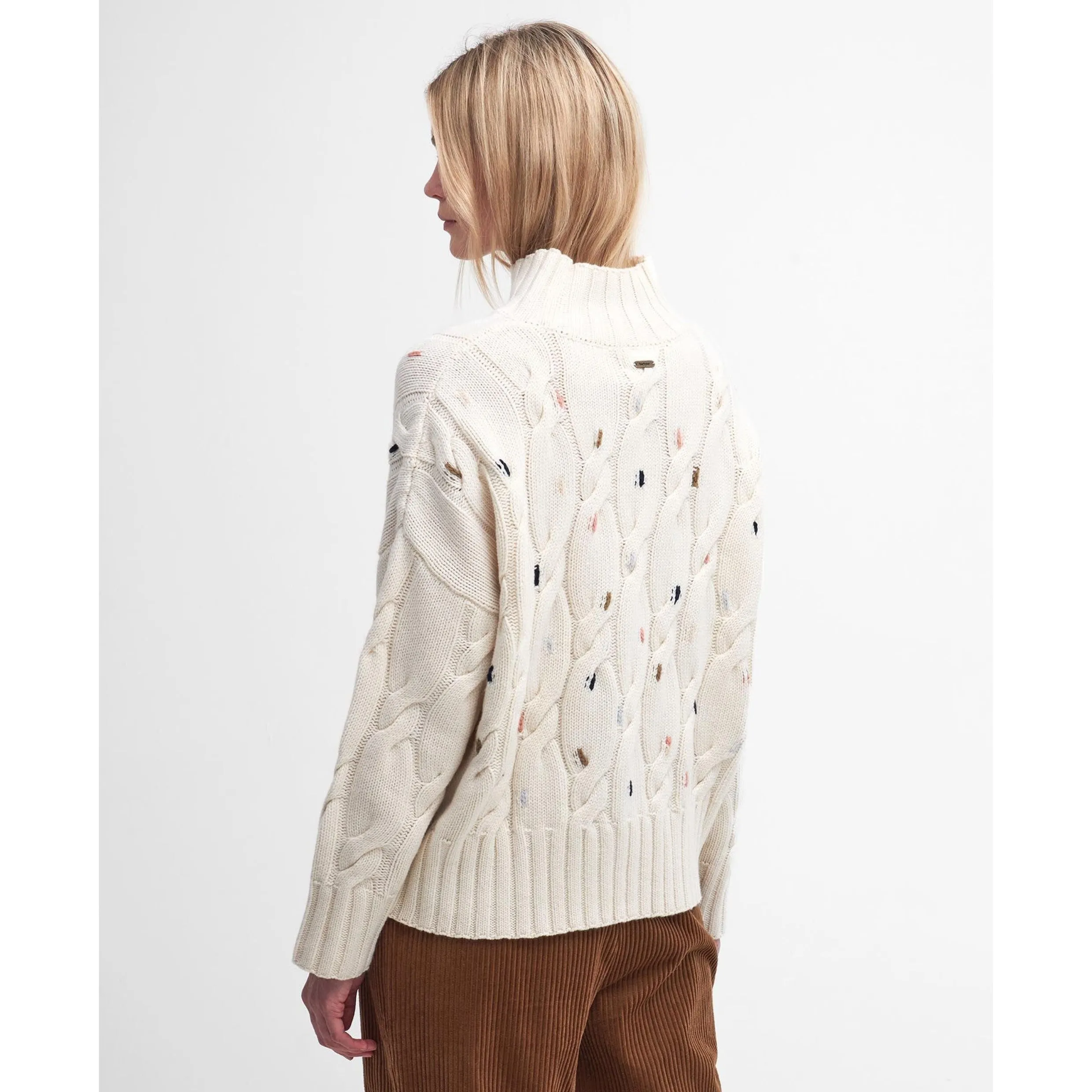 Barbour Fleur Cable-Knit Jumper in Ecru LKN1556WH51