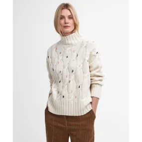 Barbour Fleur Cable-Knit Jumper in Ecru LKN1556WH51