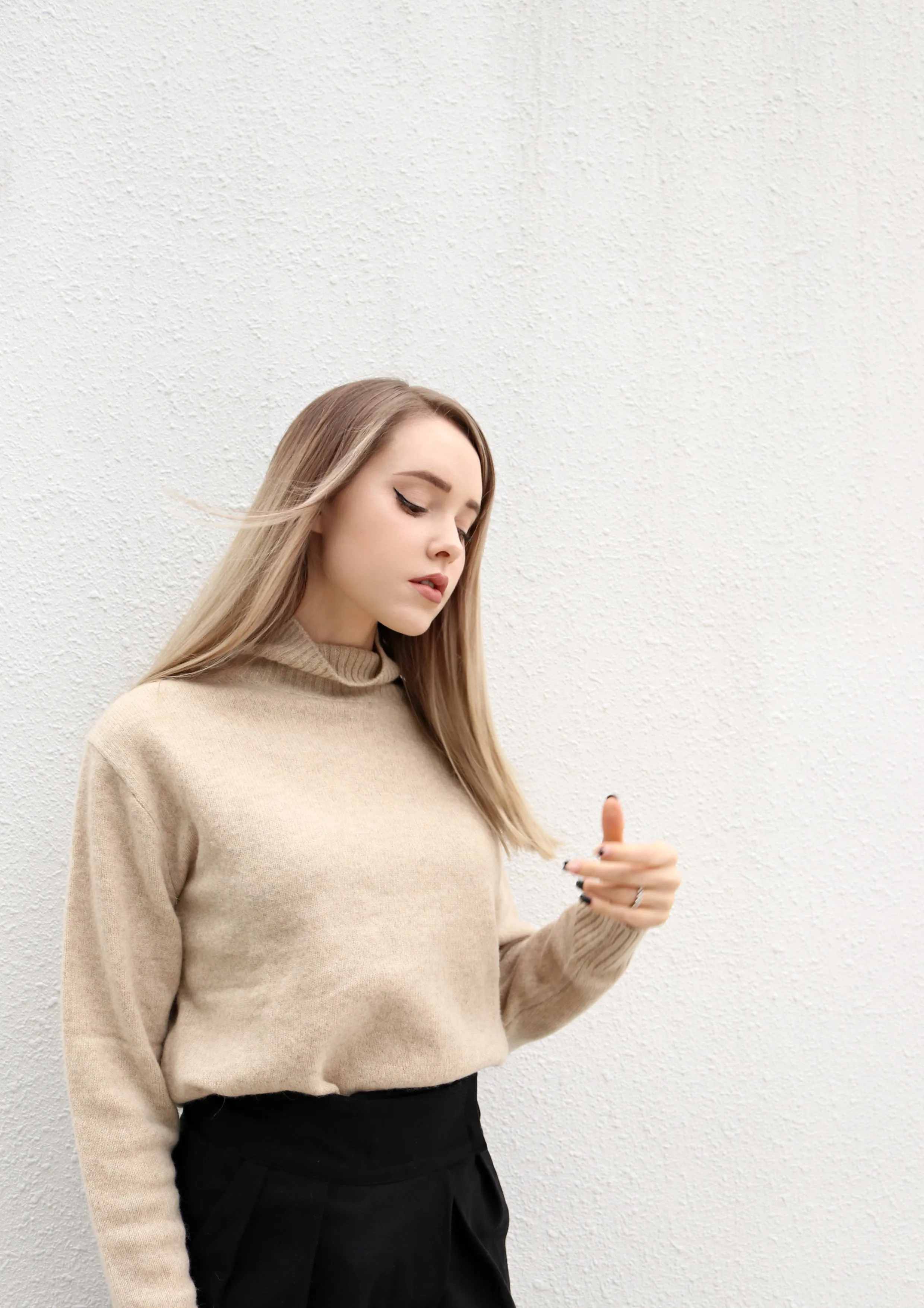 Beige Mock Neck Sweater