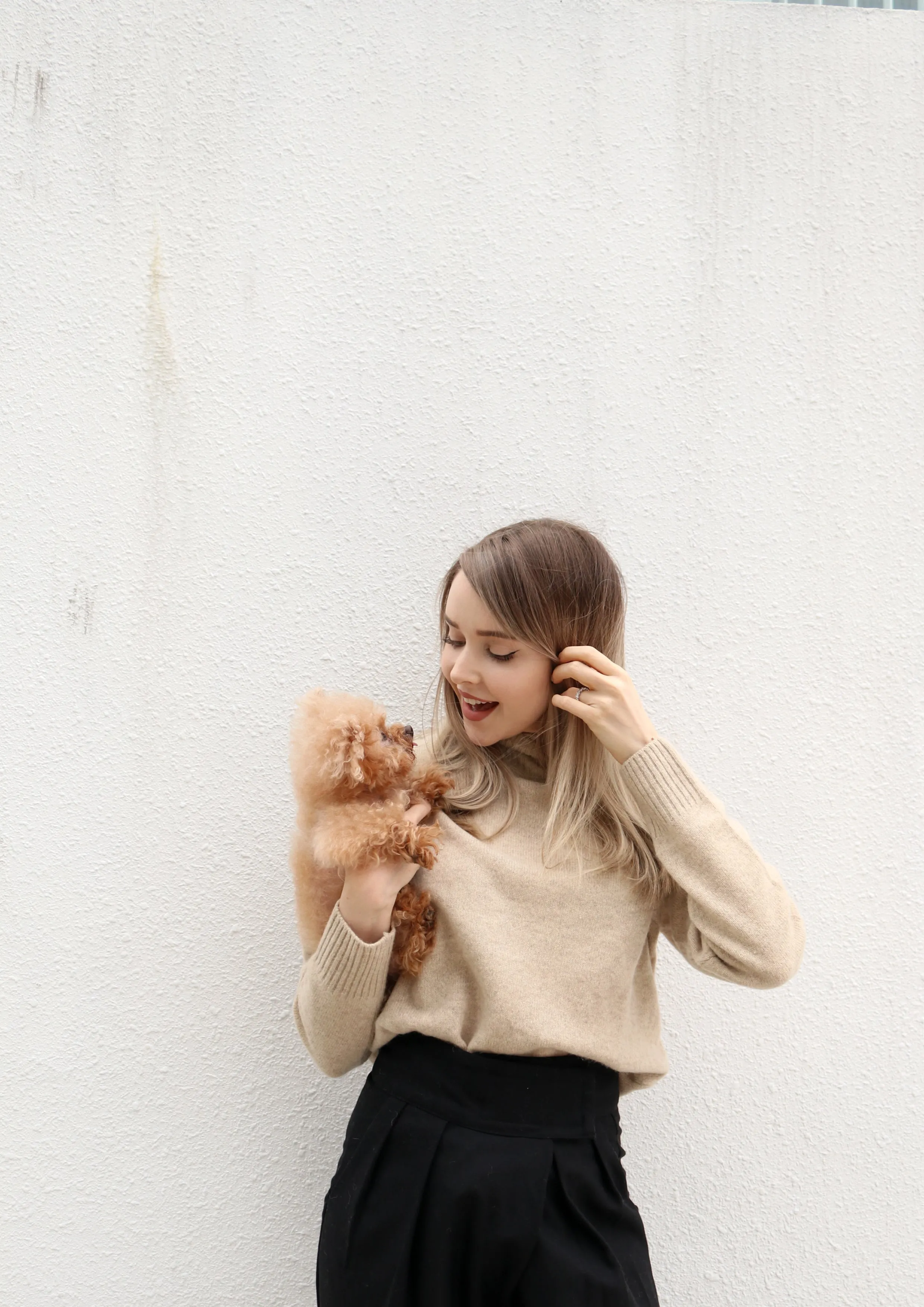 Beige Mock Neck Sweater