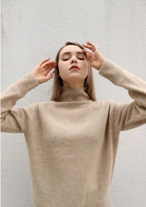 Beige Mock Neck Sweater