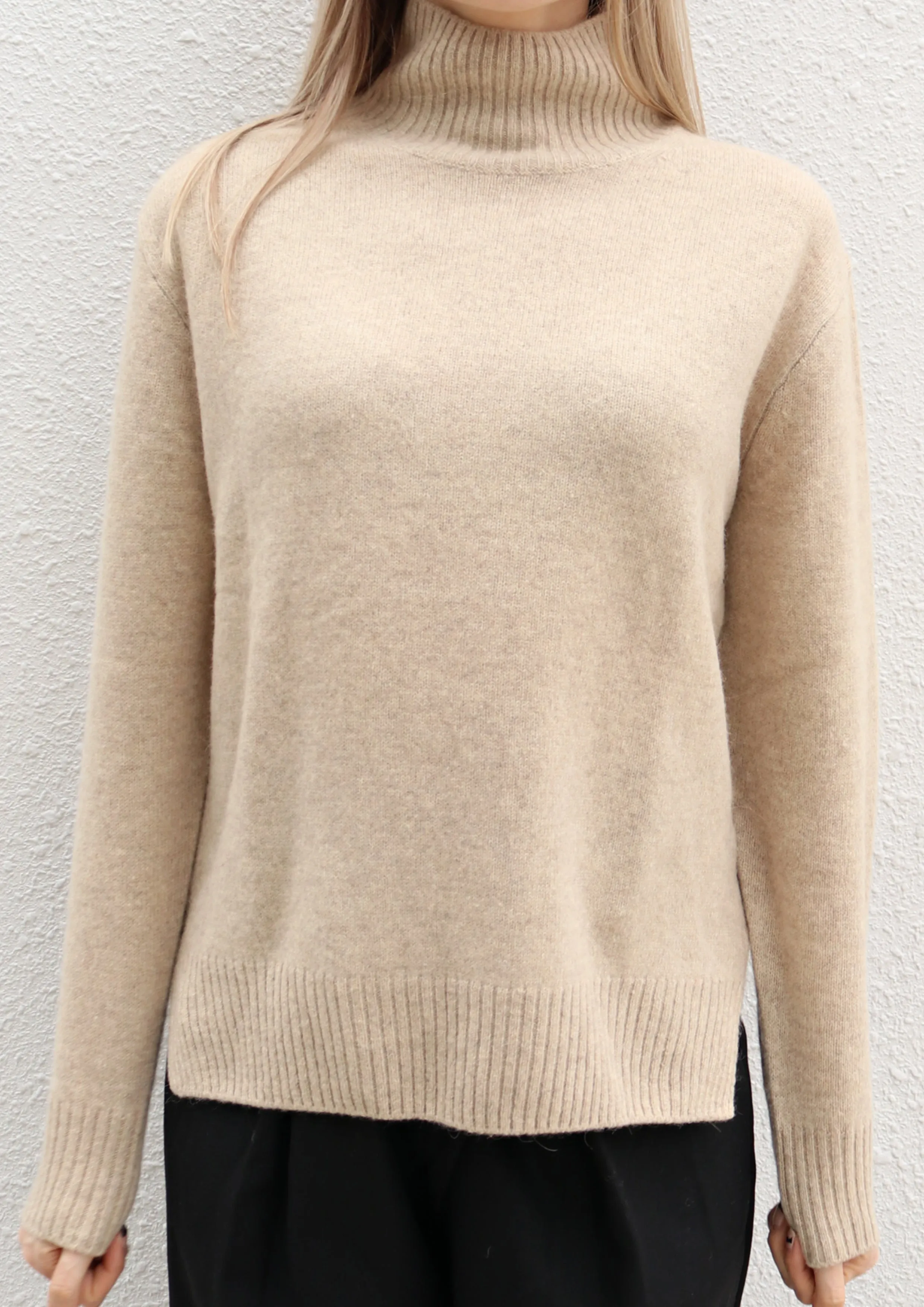 Beige Mock Neck Sweater