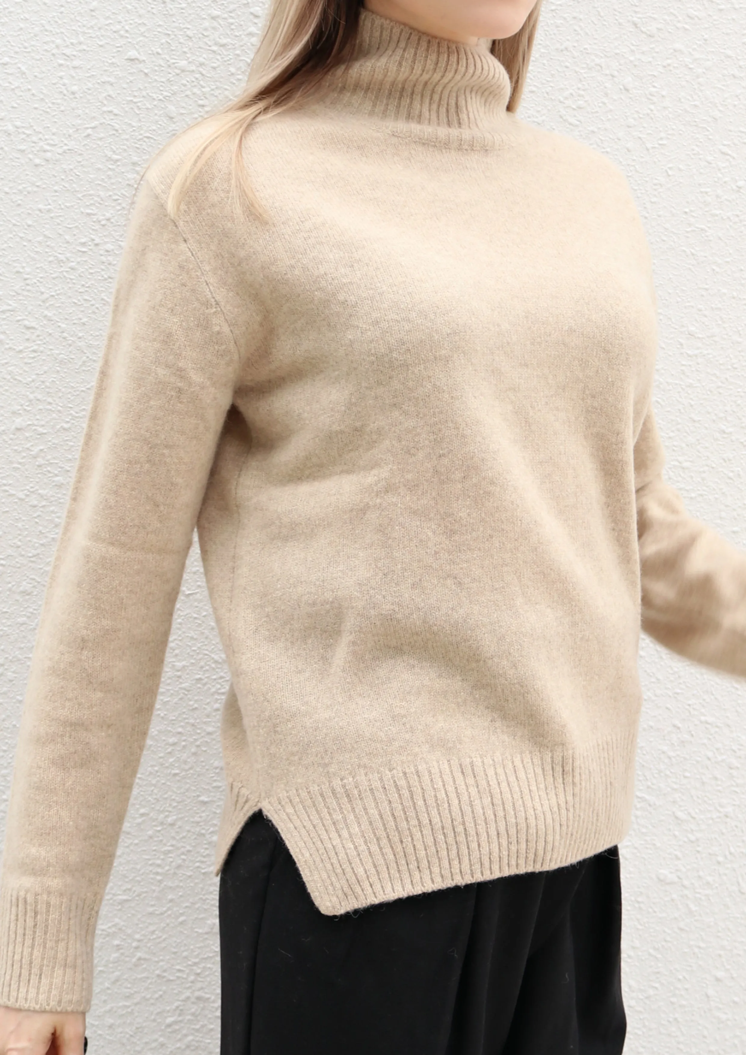 Beige Mock Neck Sweater