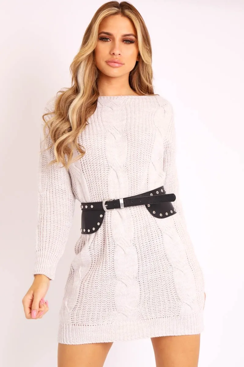 Black Faux Leather Chunky Waist Belt - Xea