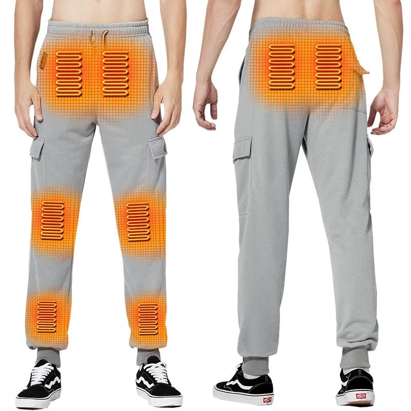 Camouflage Heated Cargo Pants With Portable Charger Multi-Pocket Outdoor Trousers for Fishing