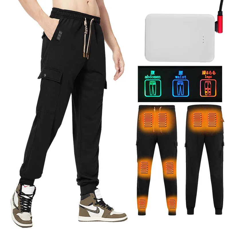 Camouflage Heated Cargo Pants With Portable Charger Multi-Pocket Outdoor Trousers for Fishing