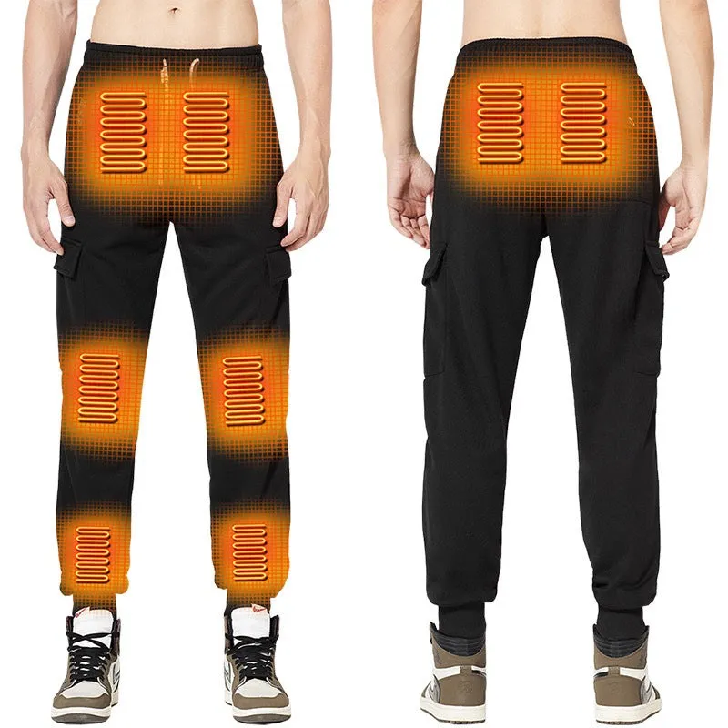 Camouflage Heated Cargo Pants With Portable Charger Multi-Pocket Outdoor Trousers for Fishing