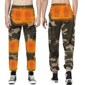 Camouflage Heated Cargo Pants With Portable Charger Multi-Pocket Outdoor Trousers for Fishing