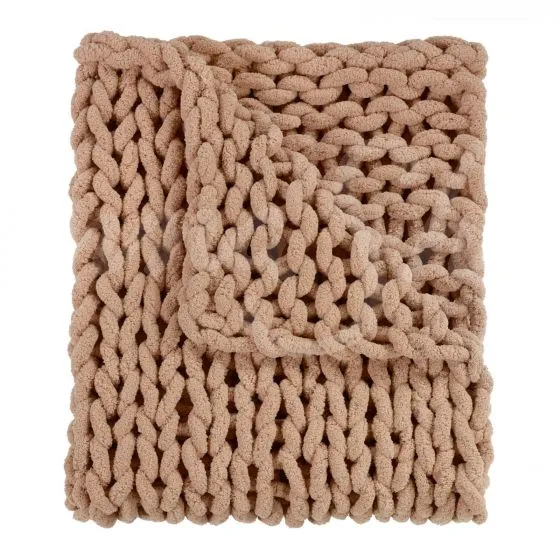 Chenille Chunky Knit Throw ~ Mink