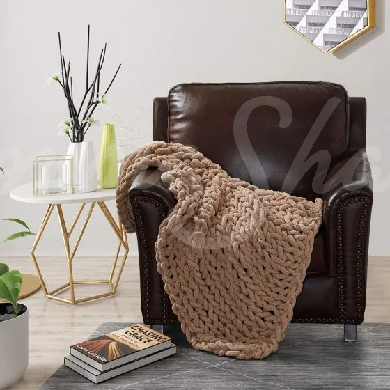 Chenille Chunky Knit Throw ~ Mink