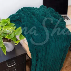Chenille Chunky Knit Throw ~ Peacock