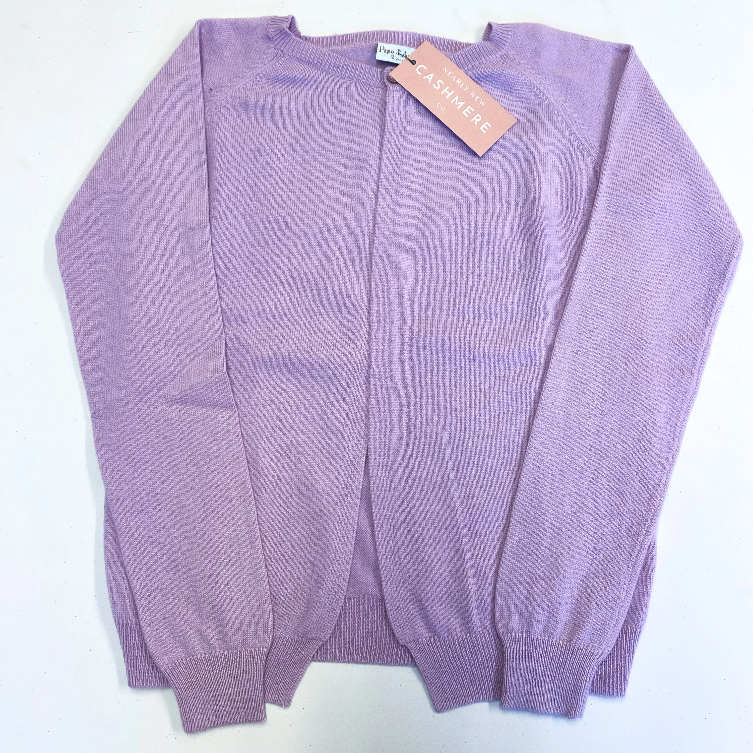 Children’s Lilac Purple Cashmere Crew Neck Cardigan Age 12