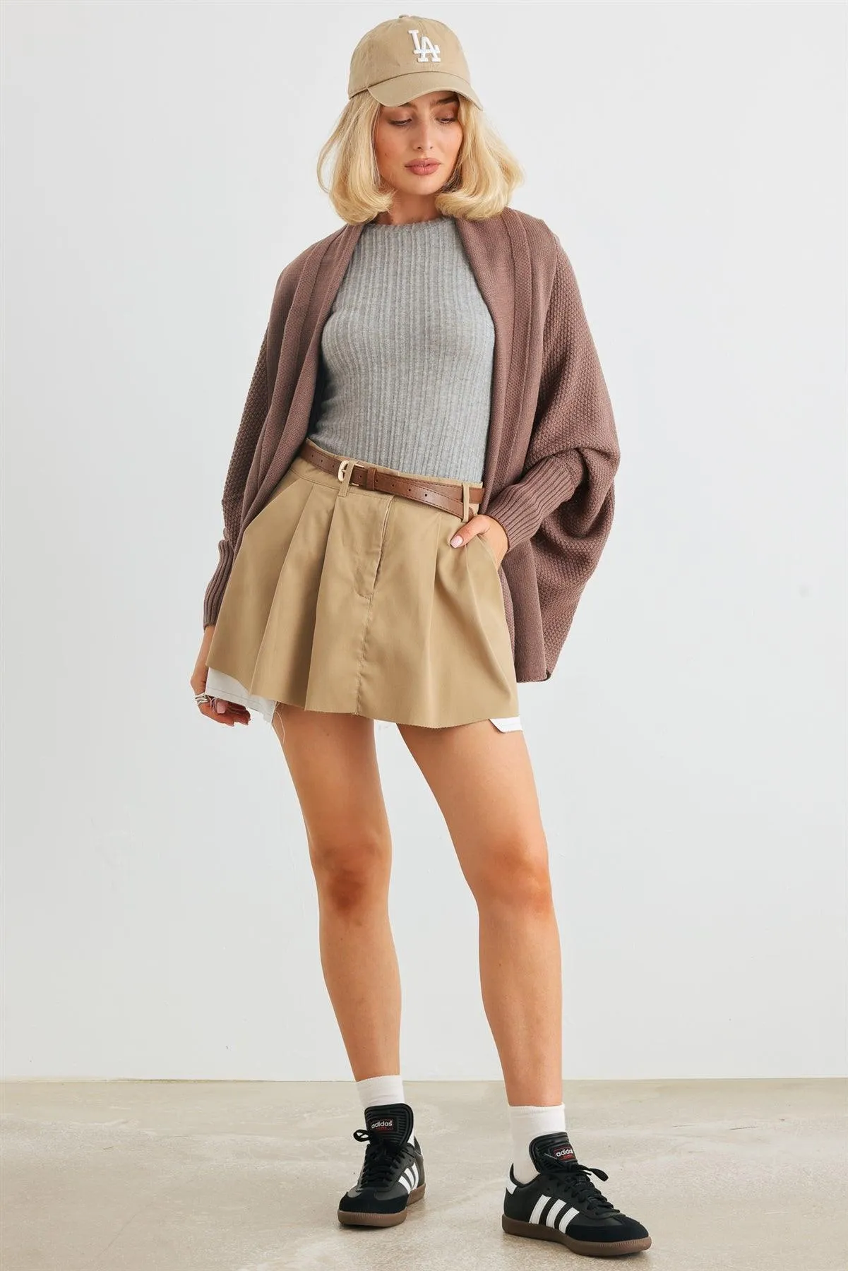 Cocoa Knit Batwing Sleeve Open Front Cardigan