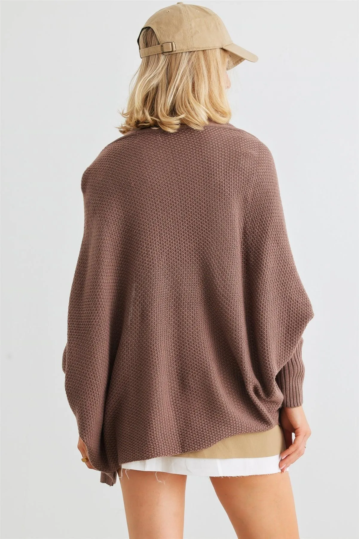 Cocoa Knit Batwing Sleeve Open Front Cardigan