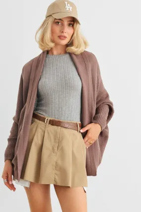 Cocoa Knit Batwing Sleeve Open Front Cardigan