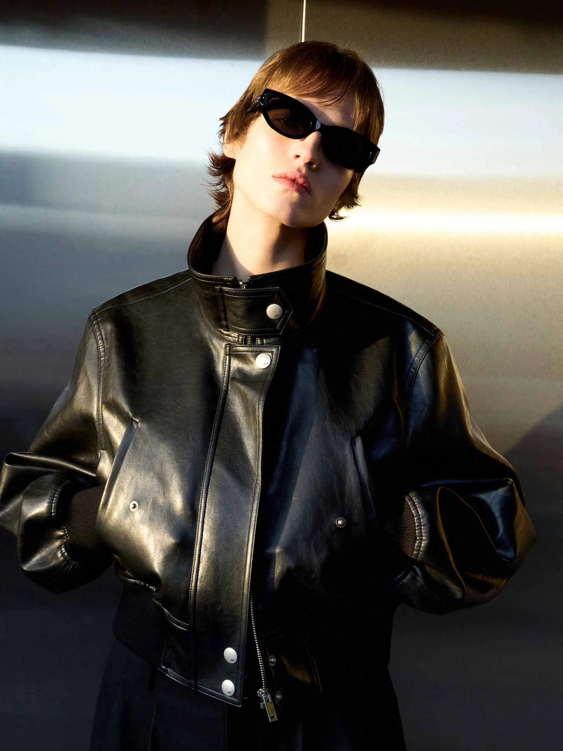 Cropped Leather Jacket