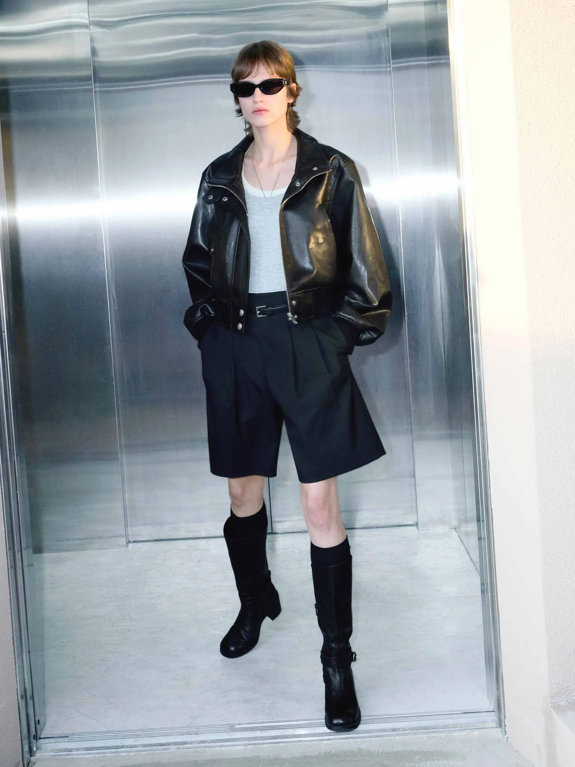 Cropped Leather Jacket