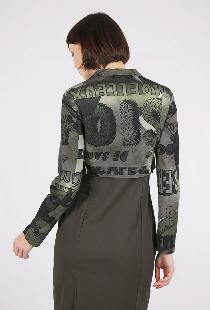 Cropped Stretch Twill Jacket, Jungle Multi
