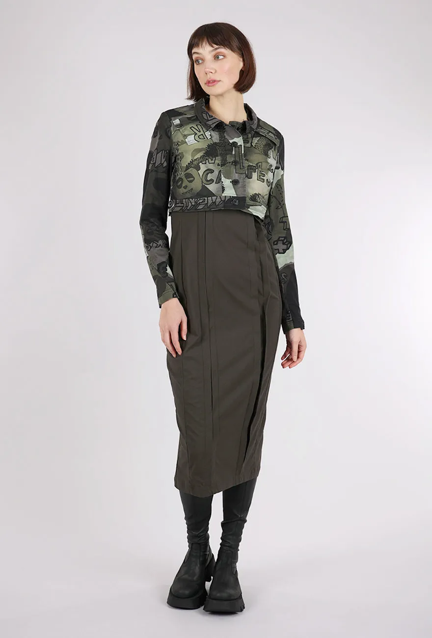 Cropped Stretch Twill Jacket, Jungle Multi
