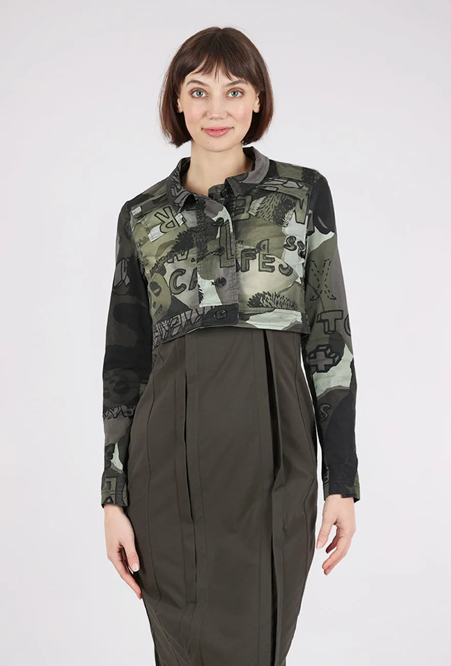Cropped Stretch Twill Jacket, Jungle Multi