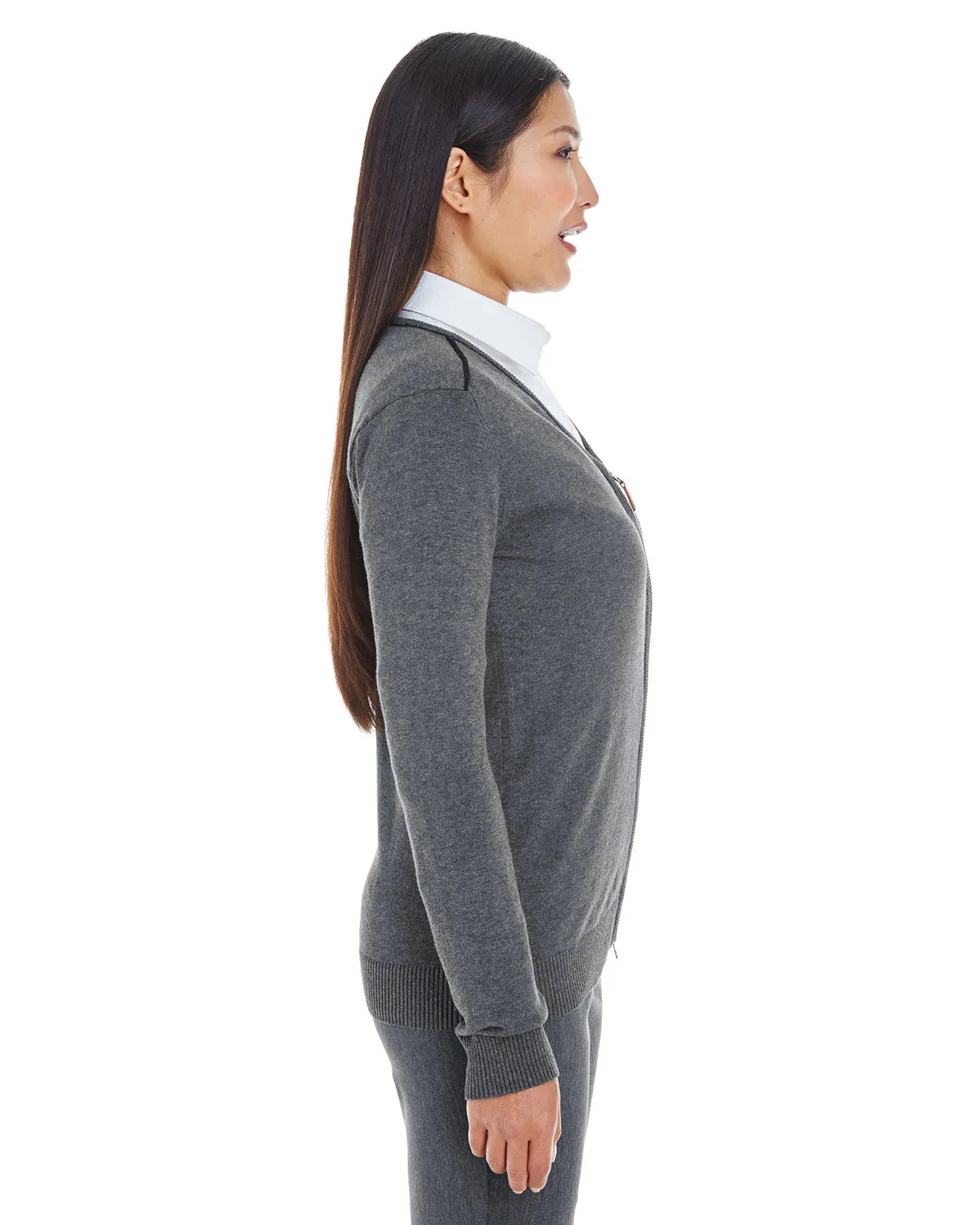 Devon & Jones Ladies' Manchester Fully-Fashioned Full-Zip Cardigan Sweater DG478W
