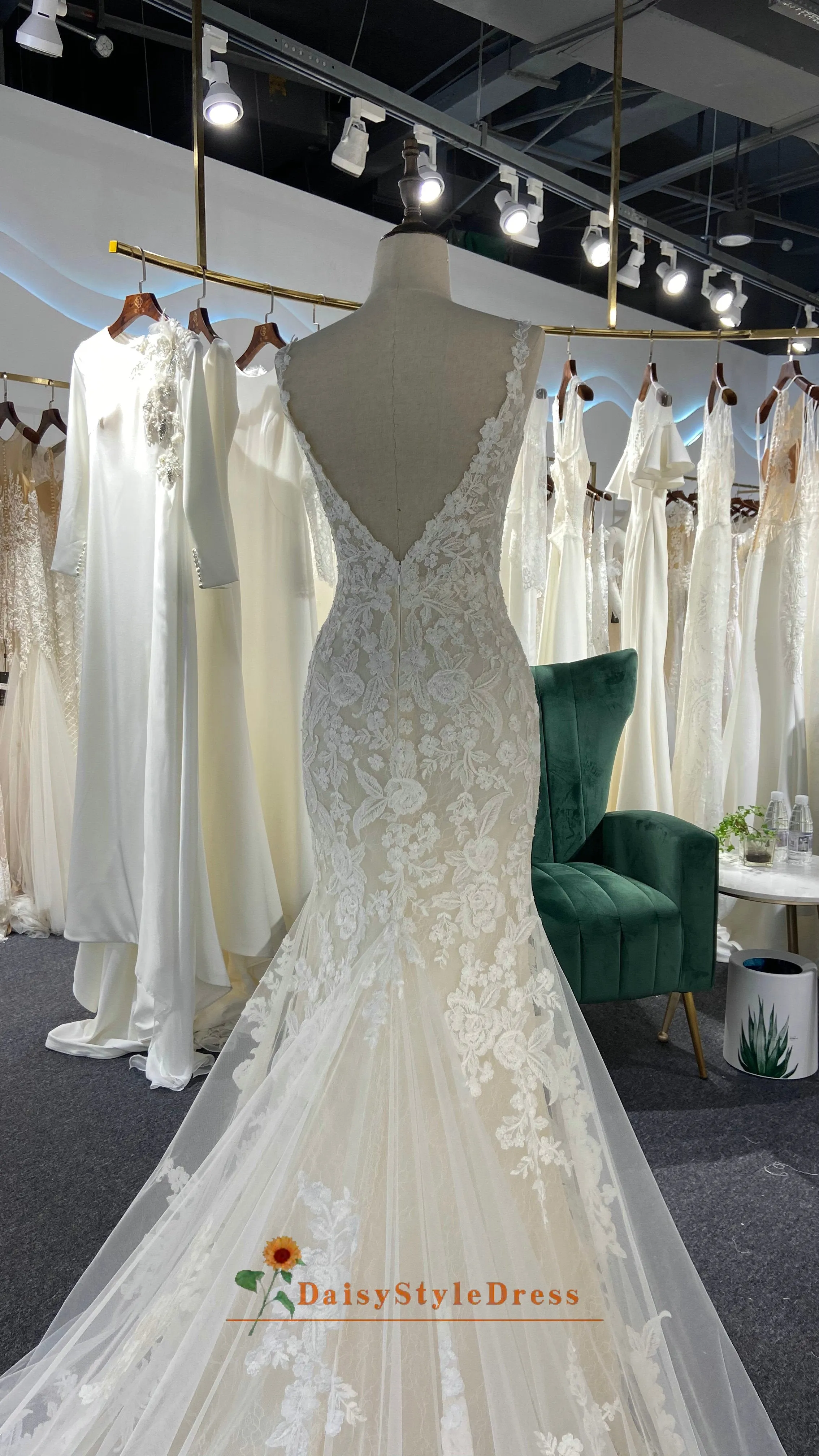 Fit and Flare French Lace Wedding Dress