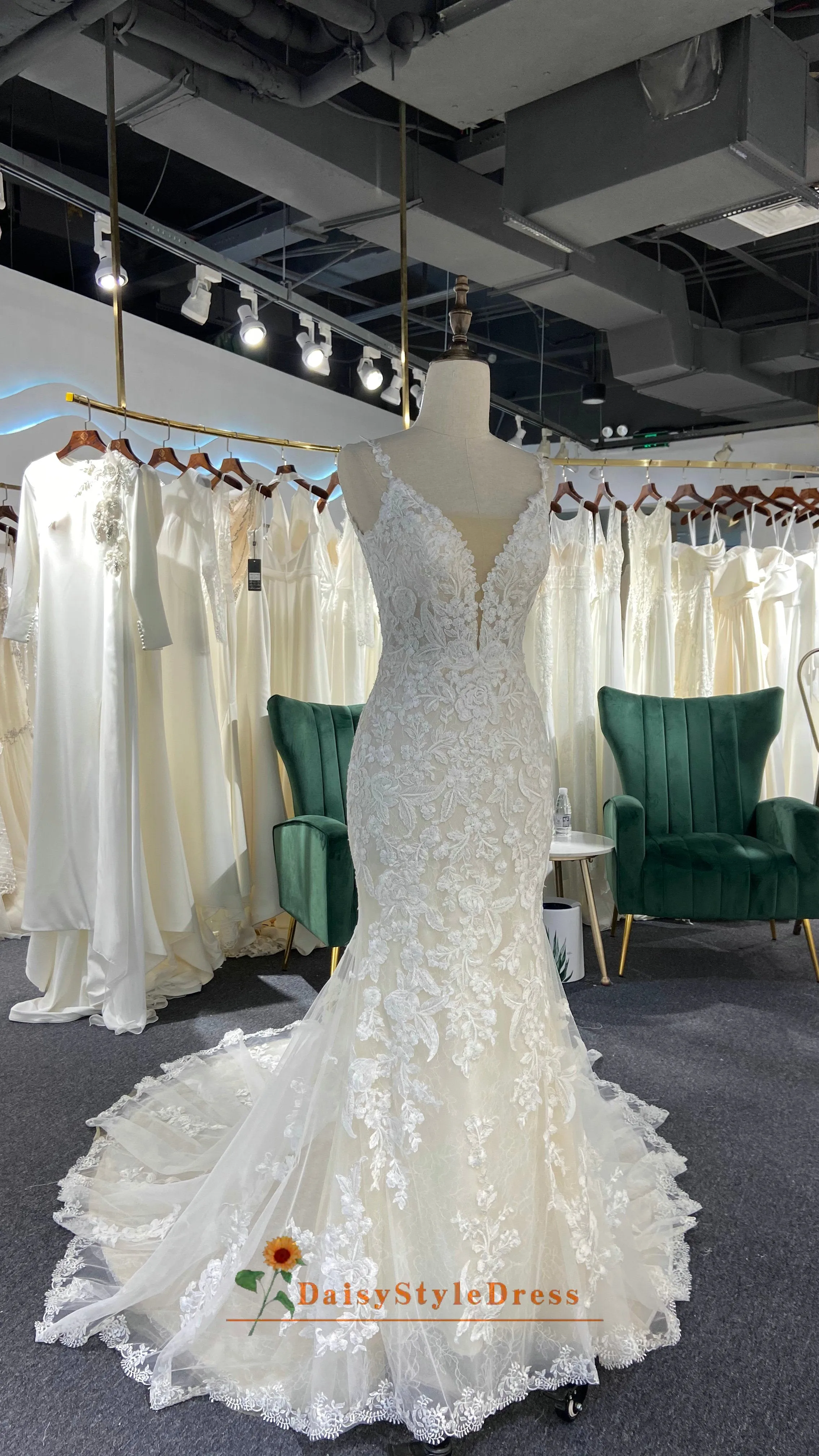 Fit and Flare French Lace Wedding Dress