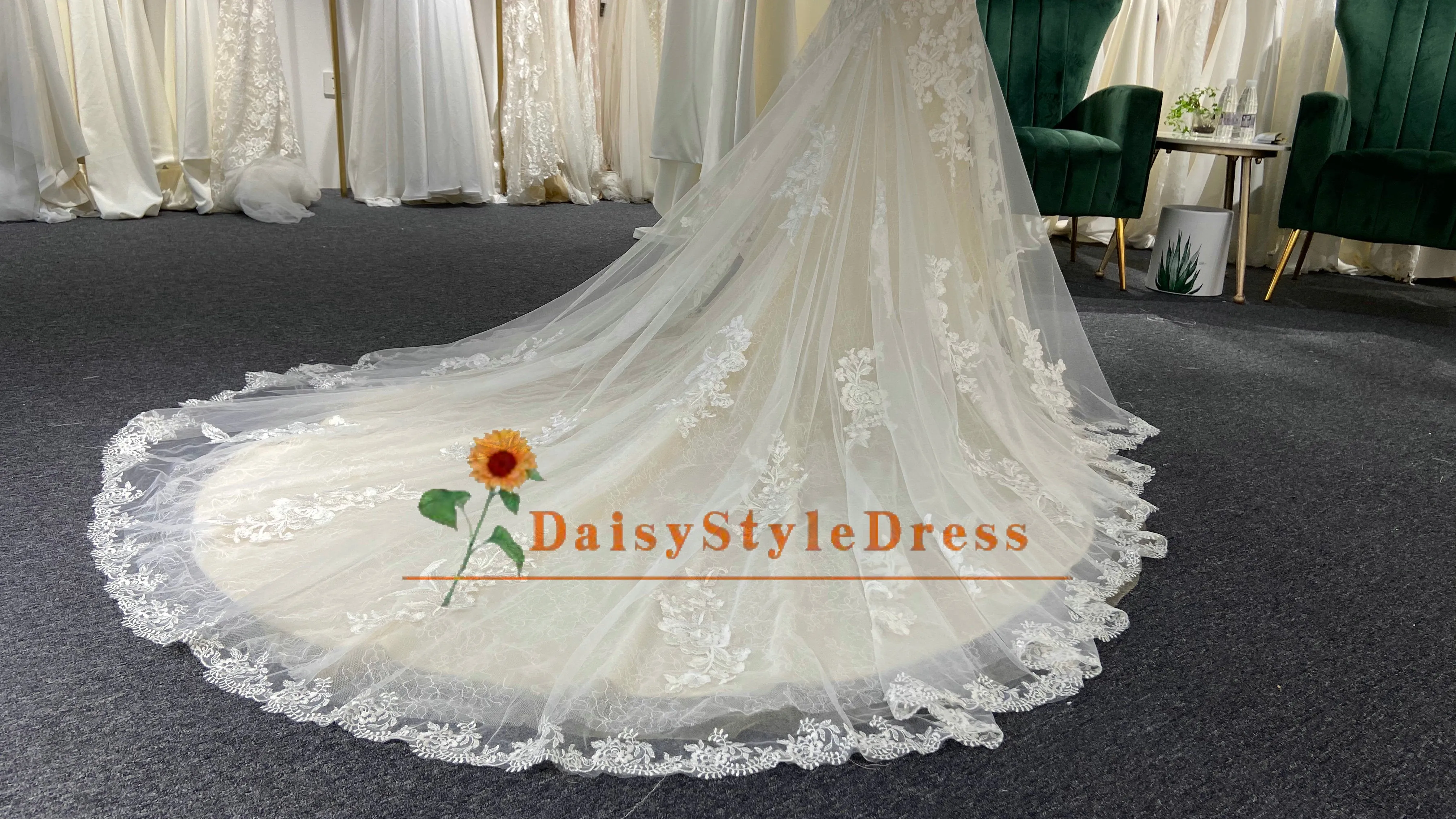 Fit and Flare French Lace Wedding Dress
