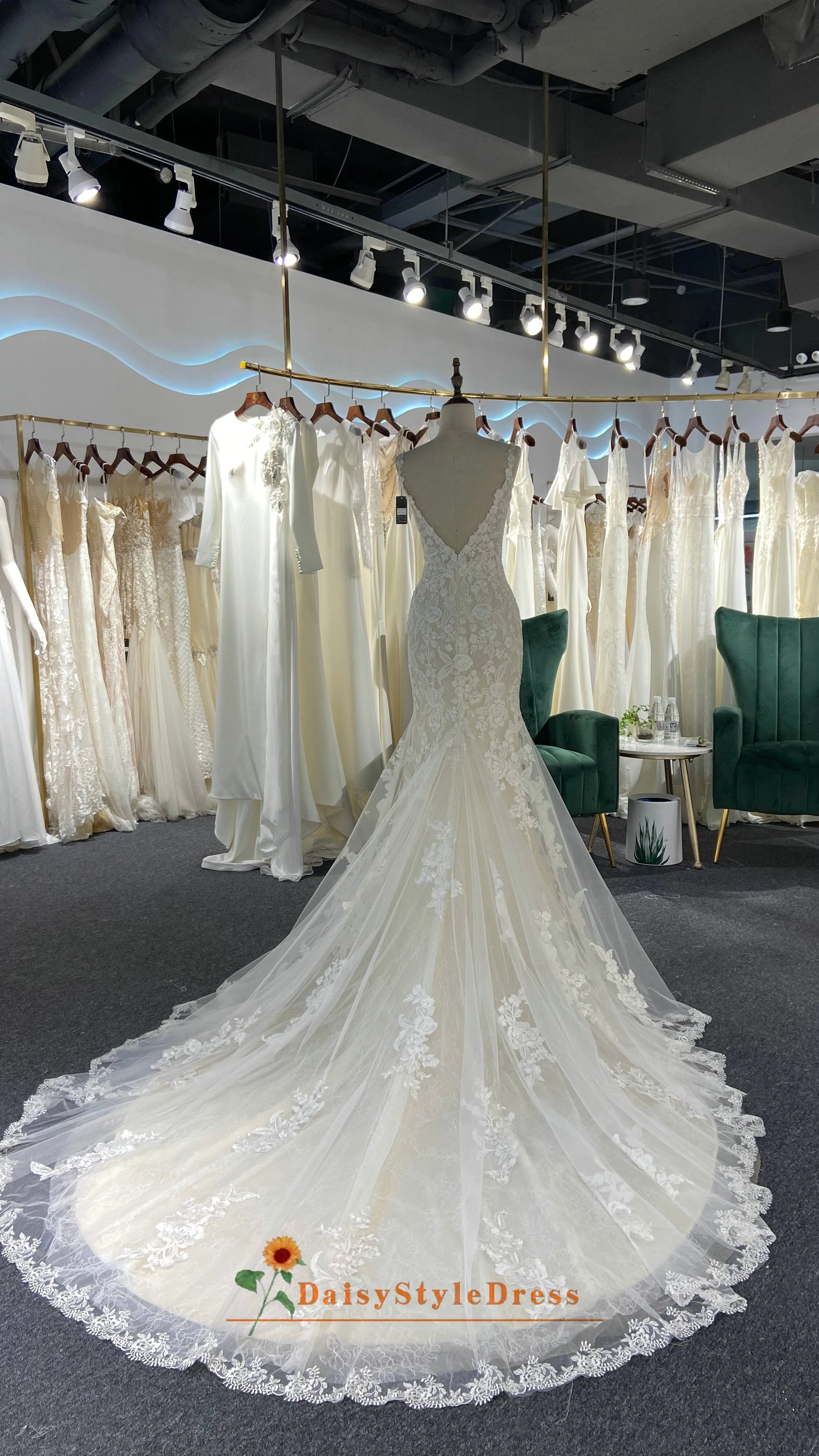 Fit and Flare French Lace Wedding Dress