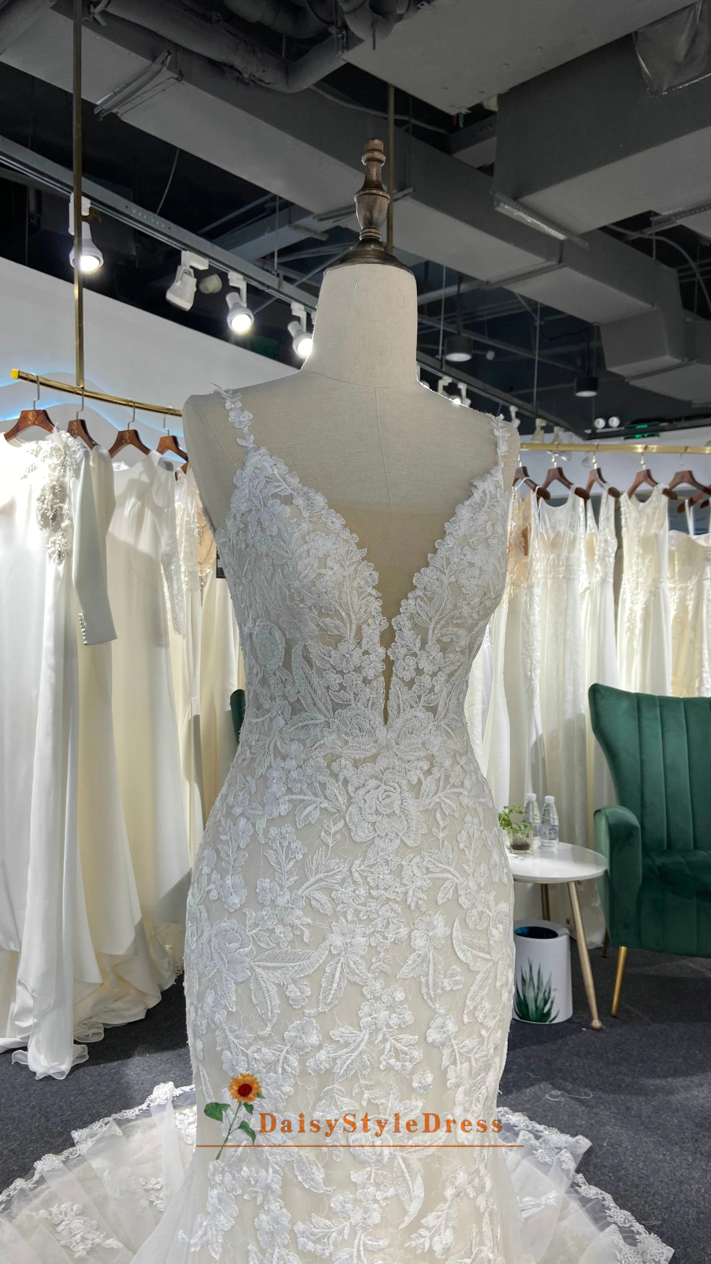 Fit and Flare French Lace Wedding Dress