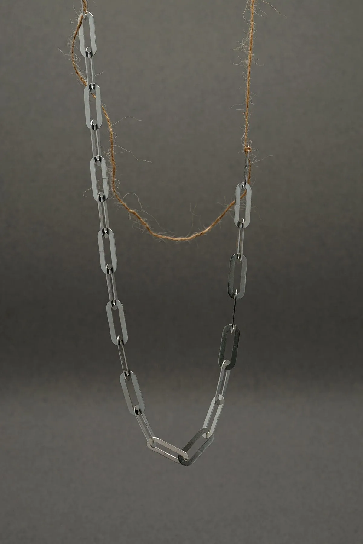 Flat Oval Link Chain Necklace - Silver