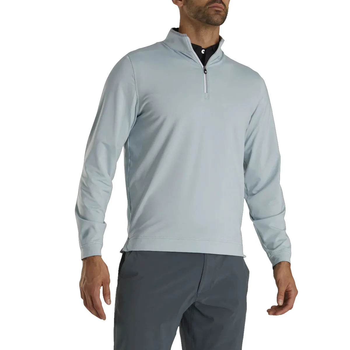 FootJoy Lightweight Stripe Grey Mens Golf 1/4 Zip Pullover