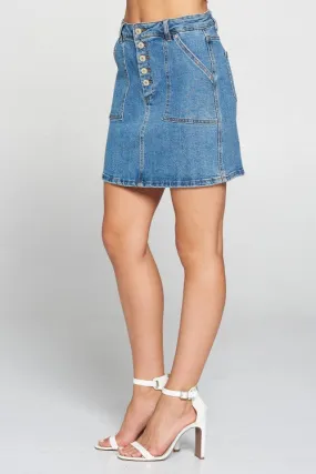 Front Button Mini Skirt