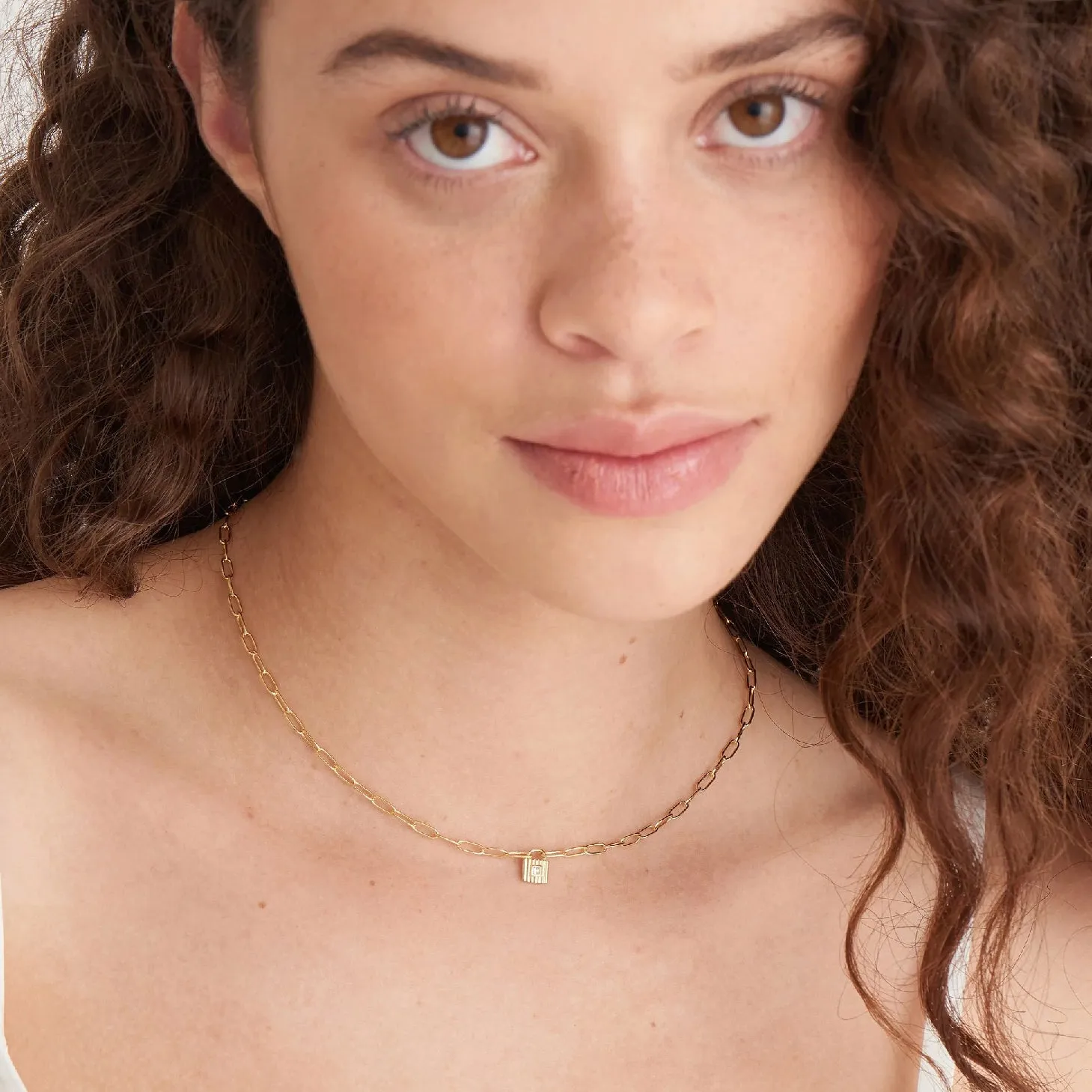 Gold Chunky Chain Padlock Necklace