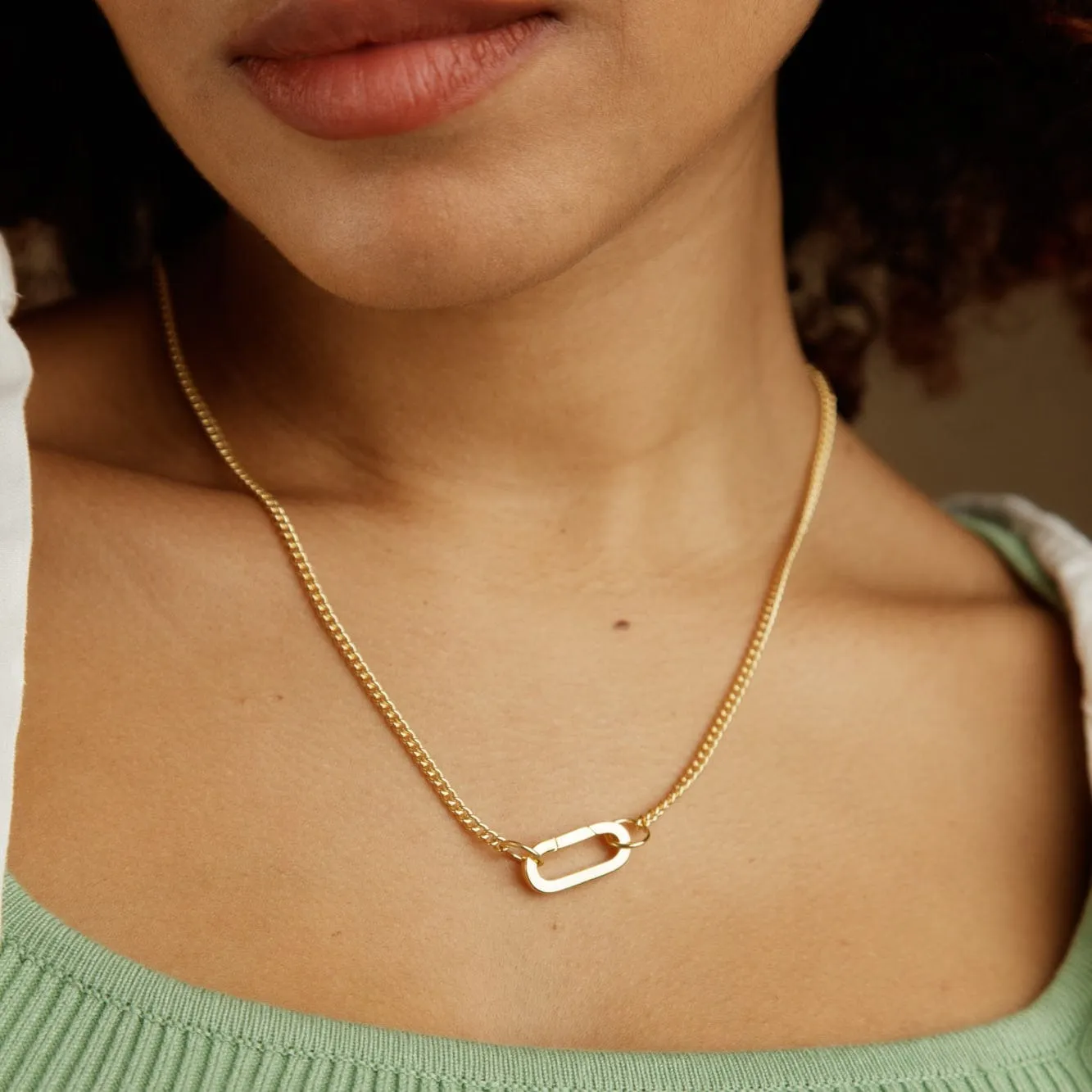 Gold Plated Paperclip Curb Chain Necklace