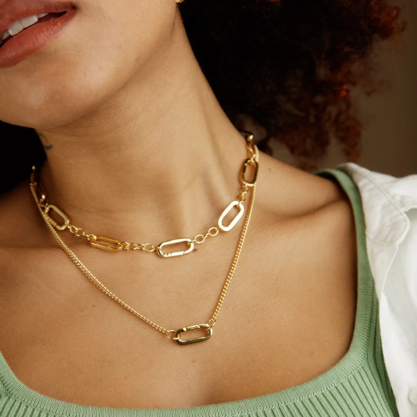 Gold Plated Paperclip Curb Chain Necklace