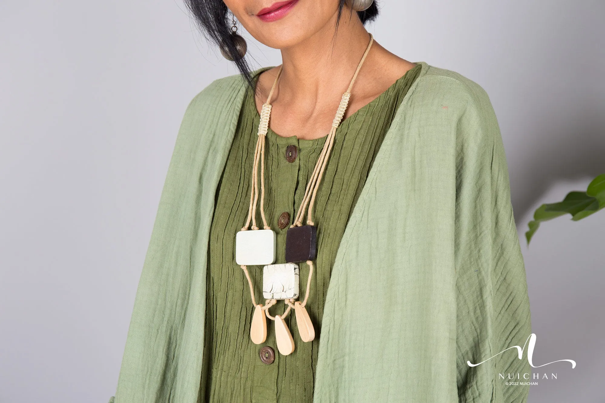 Green Cotton open front cardigan