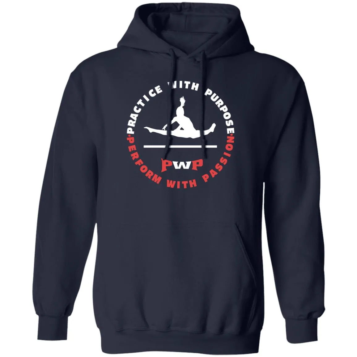 Gymnastics-Themed Pullover Hoodie (Wht UEB)